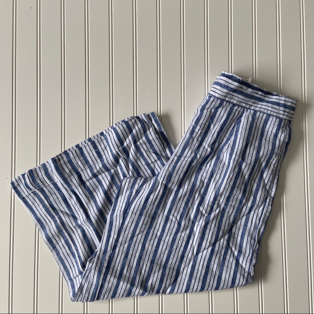 Beachlunchlounge Linen Wide Leg Capri Pants Stripe - Picture 4 of 4